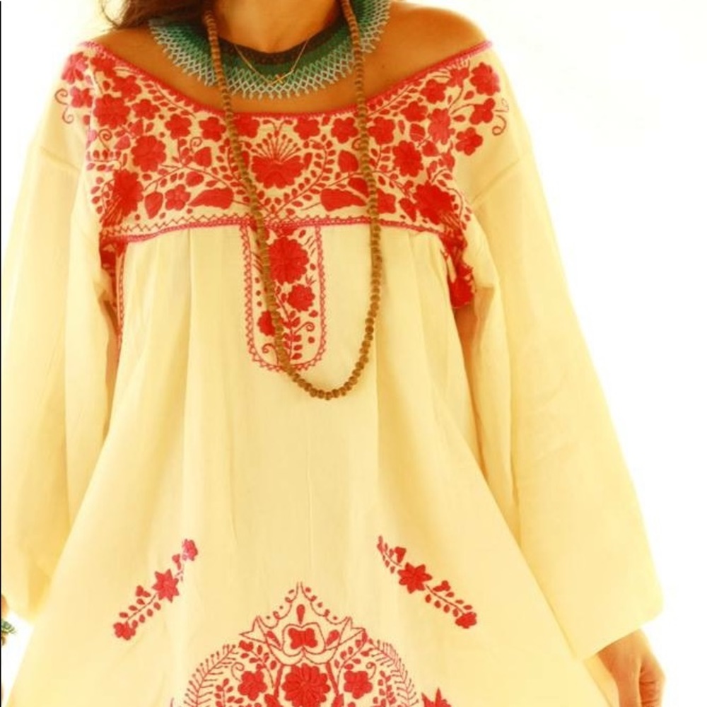 Long sleeve Mexican Traditional embroidered dress